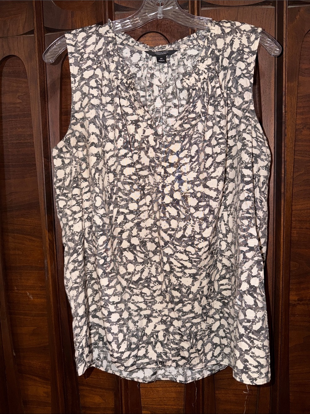Simply Vera Vera Wang Sleeveless Abstract Print Camisole - White & Gray